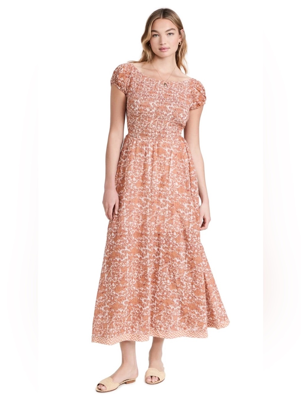Free People Floral Smocked 100% Cotton Maxi Dress